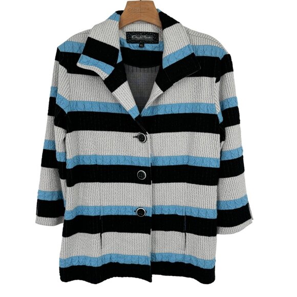 Cheryl Nash Women's size  XL Striped Button-Up knit Jacket knit - Picture 1 of 10